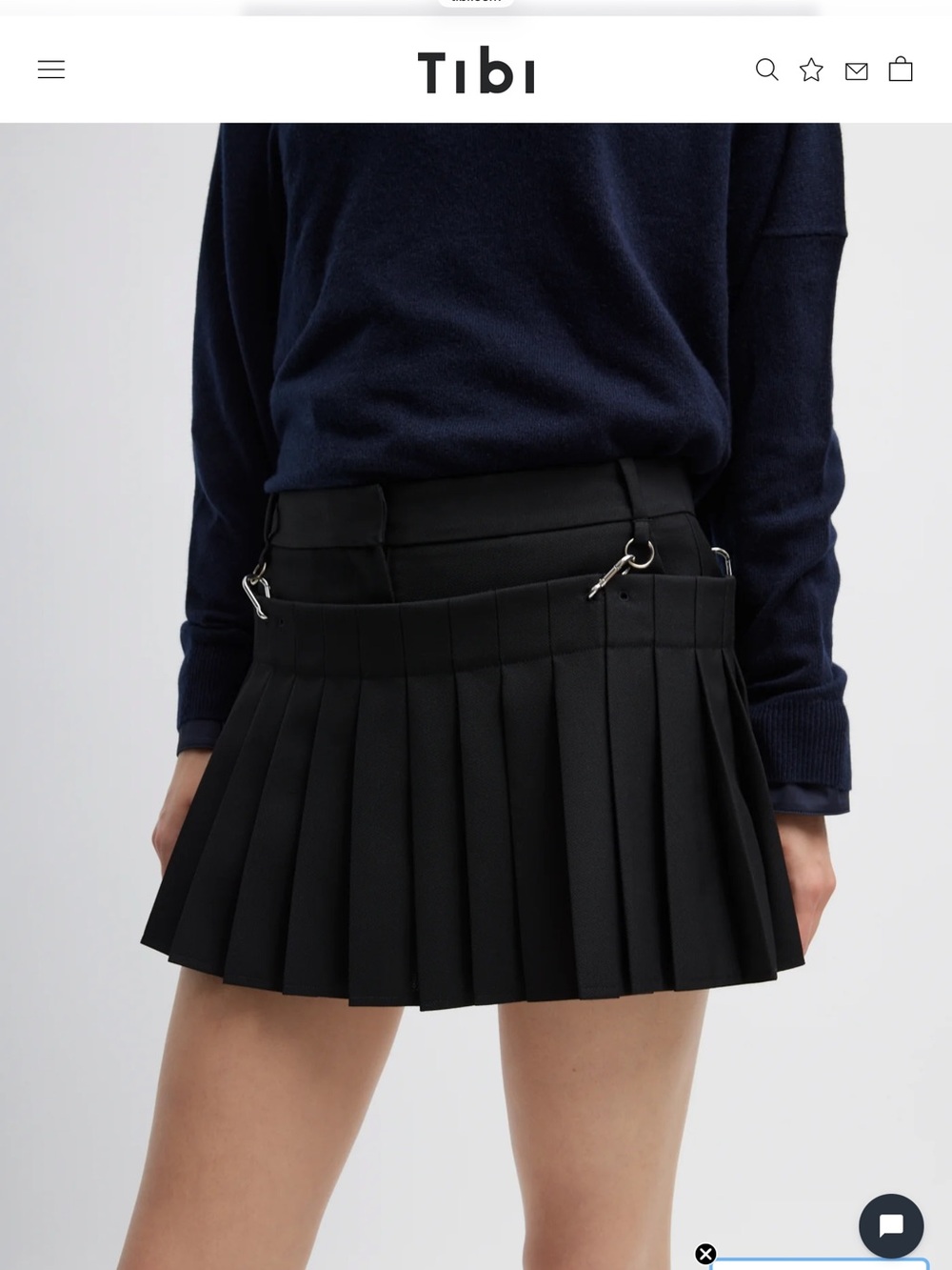 Tibi Grain De Poudre Convertible Pleated Short Skirt Black 4 nwot